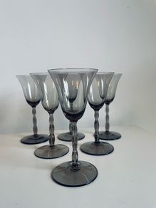Vintage Orrefors Astrid Smoked Glass Aperitif Glasses Set of 6 Simon Gate