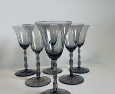 Vintage Orrefors Astrid Smoked Glass Aperitif Glasses Set of 6 Simon Gate