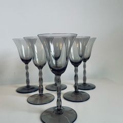 Vintage Orrefors Astrid Smoked Glass Aperitif Glasses Set of 6 Simon Gate