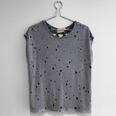 Pre Owned Grey Crochet Back Top with Gold Speckles
