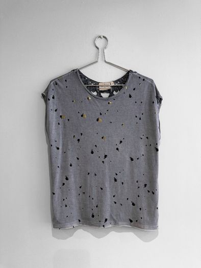 Pre Owned Grey Crochet Back Top with Gold Speckles