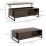 Side table with lift function, hidden storage compartment, walnut wood-effect, steel frame, 102 x 58 x 35.5 cm Image 6