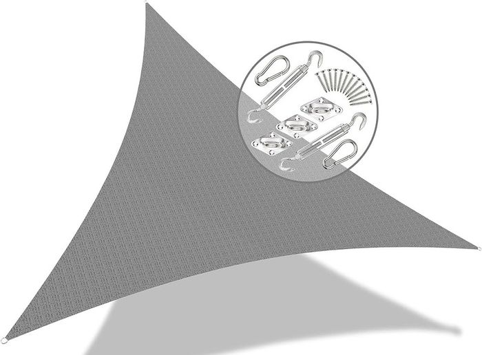 NEW SALE | Sun Shade Sail Triangle 3.6x3.6x3.6m with Fixing Kit, HDPE, UV-Protection Breathable Awning Canopy for Garden Outdoor Patio, Grey