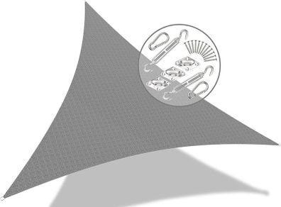 NEW SALE | Sun Shade Sail Triangle 3.6x3.6x3.6m with Fixing Kit, HDPE, UV-Protection Breathable Awning Canopy for Garden Outdoor Patio, Grey