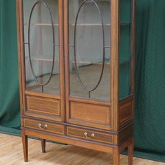 Early 20th-Century Inlaid Glazed Display Cabinet