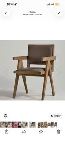 dining chairs - Grey oak frame | Luxurious leather seat and back | Mid-Century design | Rustic luxe style with Scandinavian edge