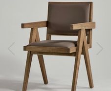dining chairs - Grey oak frame | Luxurious leather seat and back | Mid-Century design | Rustic luxe style with Scandinavian edge