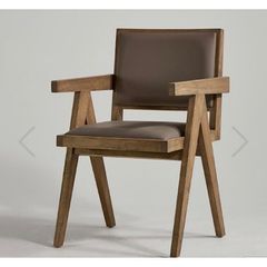 dining chairs - Grey oak frame | Luxurious leather seat and back | Mid-Century design | Rustic luxe style with Scandinavian edge