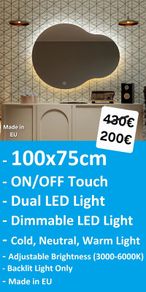LED Bathroom Mirror 100x75cm Dual LED Light Touch Switch Backlit