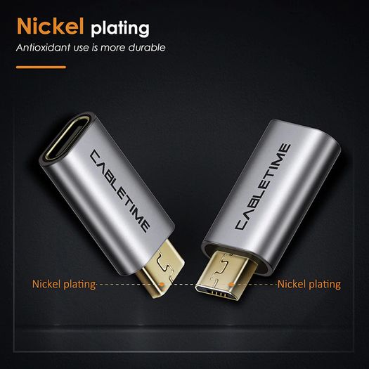 2 X Cabletime Aluminum Alloy OTG Micro USB (Male) to USB-C (Female) QC 3.0 Charger & Sync Adapter (Brand New/Warranty)