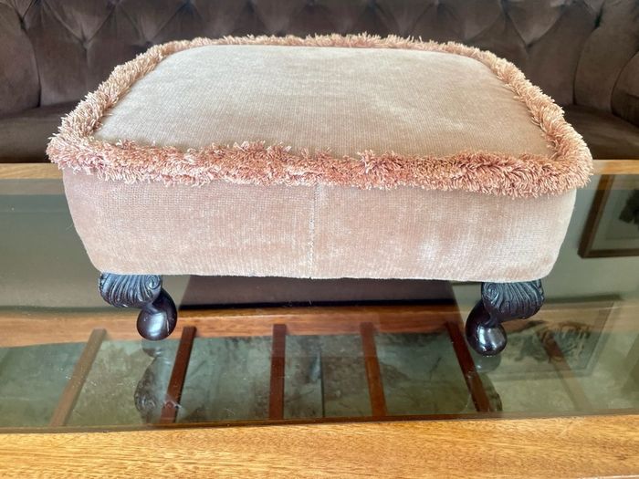 Vintage Low Square Dusty Pink Footstool 1980s Chic with Tassel Border