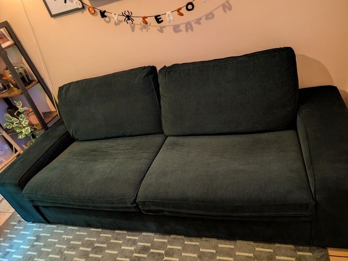 Green 3 seater sofa with matching footrest