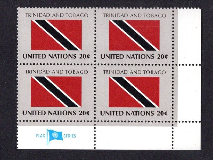 1981 United Nations New York Trinidad and Tobago National Flag (part of flag series) Block of 4 Mint Never Hinged (MNH)