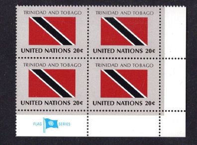 1981 United Nations New York Trinidad and Tobago National Flag (part of flag series) Block of 4 Mint Never Hinged (MNH)