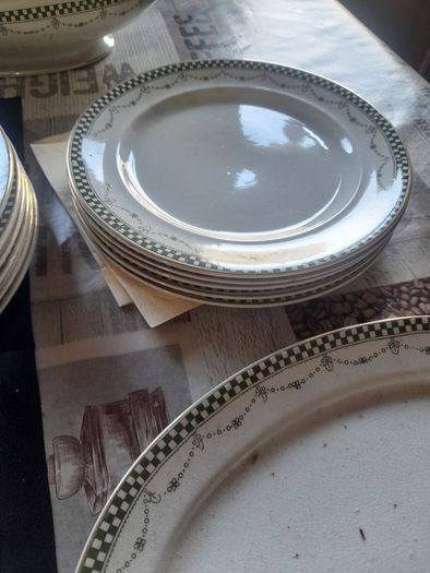 18 Piece of Antique Delf including 2 Lidded Tureen, 2 Platter Plates, Gravy Boat and Plates