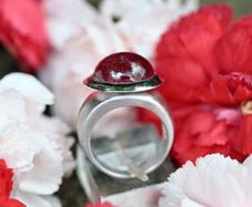 Chunky Retro Tourmaline/Rubellite Ring - 18ct White Gold