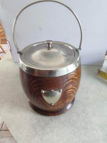 Antique Wooden Ice Bucket Canister Circa 1910's