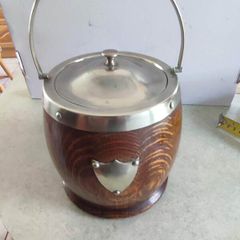 Antique Wooden Ice Bucket Canister Circa 1910's