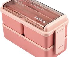 NEW SALE | Lunch Box, 1400ml Bento Box with Spoon Fork, Stackable 2 Layer 3 Compartments Leak Proof Japanese Lunch Box, Meal Prep Container Box for Adults Kids Students Office Microwave Dishwasher Safe