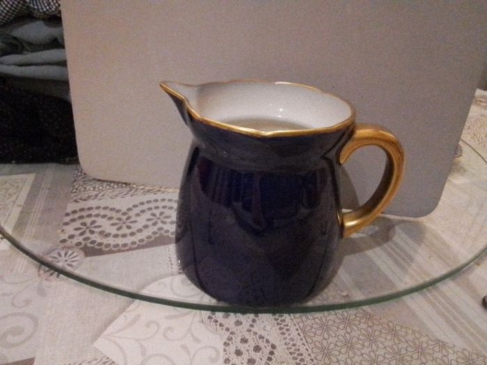 French Limoges Aluminite Cobalt Blue Jug