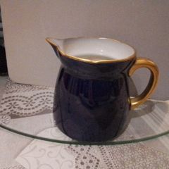 French Limoges Aluminite Cobalt Blue Jug