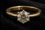 9ct Gold Solitaire CZ Ring, Size K, Excellent Condition