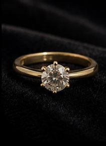 9ct Gold Solitaire CZ Ring, Size K, Excellent Condition