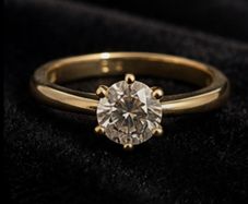 9ct Gold Solitaire CZ Ring, Size K, Excellent Condition