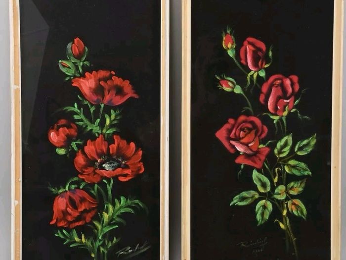 2 beautiful roses paintings 1964