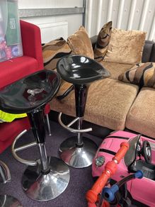 4 Black & Chrome Swivel Bar Stools