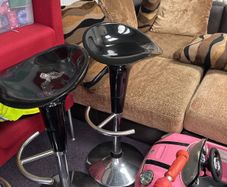 4 Black & Chrome Swivel Bar Stools