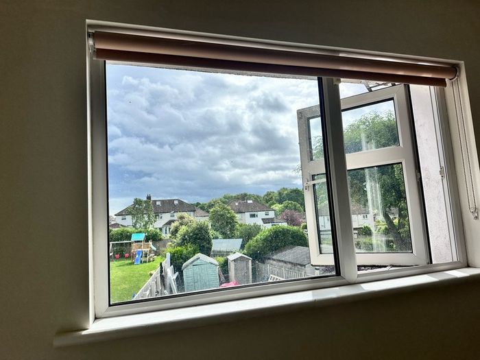 Double glazed white frame window