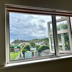 Double glazed white frame window