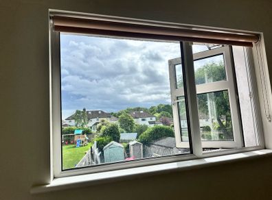 Double glazed white frame window
