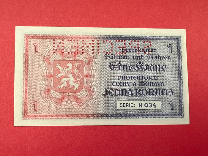 Bohemia & Moravia  1 Koruna. 1940. Perforated Specimen  Pick. 3s.  ( Uncirculated )