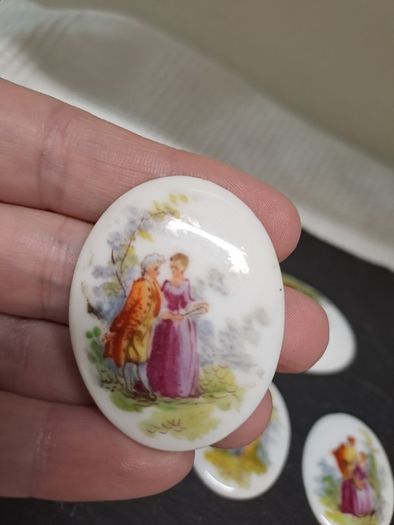 Antique Porcelain Portrait Plaques Cabochons