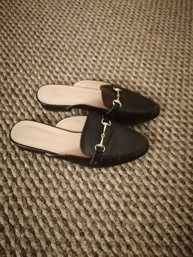 Black mule loafer woman's shoes