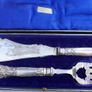 Antique Large Ornate Silver plate Fish server set McDowell's of Dublin Floral etched with original box Image 4