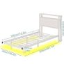 ingle Floating Upholstered Bed Frame with Storage Headboard, White Metal Bed Frame with LED Lights and Charging Station, Heavy Duty Metal Slat Support, Noise Free, No Box Spring Needed Image 8