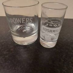 powers whiskey tumbler, and bushmills glass ,buyer collects or pays postage thank you,,good condition see pictures for condition,,take as is,