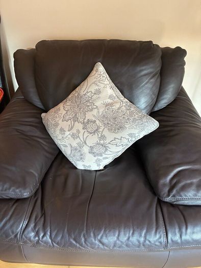 Chocolate brown leather couch