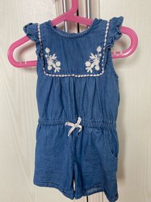 Denim summer jumpsuits with embroidered details