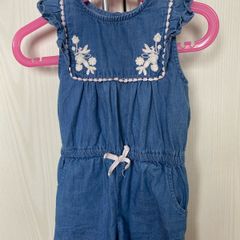 Denim summer jumpsuits with embroidered details