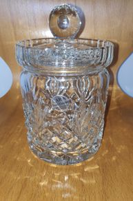 Cara lead crystal hand cut in Ireland biscuit/candy jar with lid