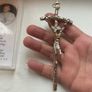 Large Vintage Silver Tone Crucifix Image 2
