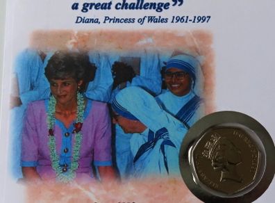 Lady Diana in India BUNC 1993 50p coin stamp cover
