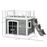 Dog House, Rooftop Terrace, Stairs, Window, Ground Clearance, Natural Wood, Light Gray, 121 x 77 x 78cm Image 5