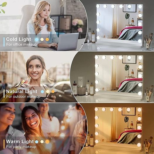 Hollywood Vanity Mirror with Lights, 50x42cm Large Lighted Makeup Mirror with 14 Dimmable LED Bulbs, Touchscreen Control, Cosmetic Tabletop Mirror for Bedroom, Dressing Room (FREE POSTAGE)