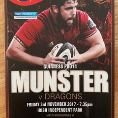 2017 Munster v Newport Gwent Dragons - Guinness PRO 14 Programme
