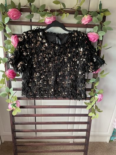 top bnwot elli white top size large black occasion wear top with embellishment